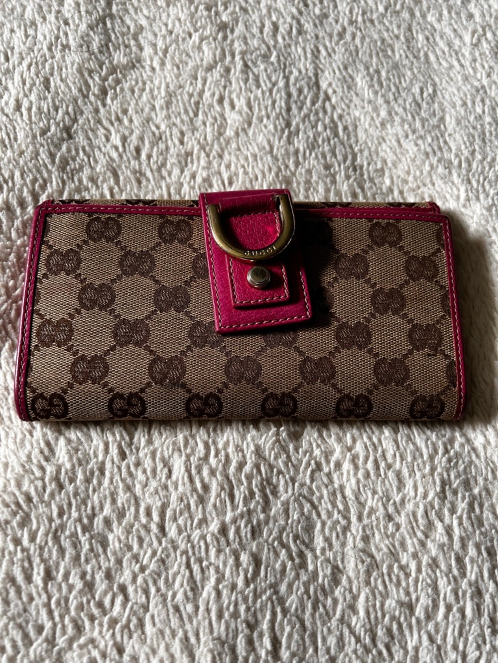 Designer Monogram Canvas Wallet with Pink Trim